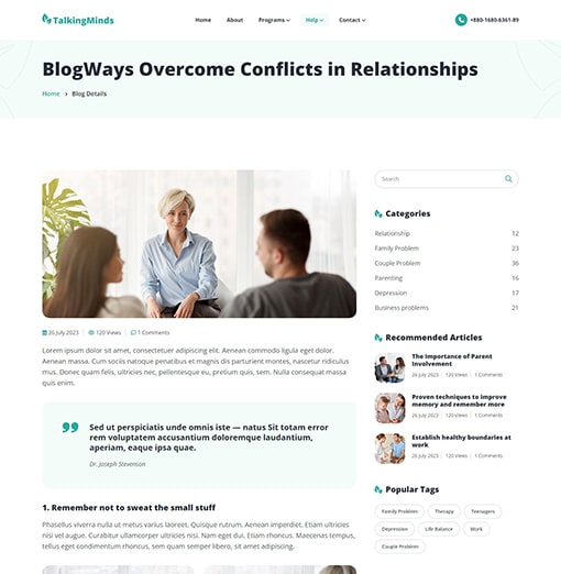 Blog Details - Talking Minds – Psychotherapist Site Template
